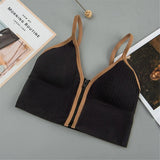 Tube Top Front Zipper Crop Tops Bra Women Camis Sexy Triangle Cup Navel Backless Underwear