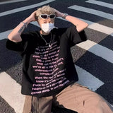 High Street Loose Letter Print Short-Sleeved T-Shirt Man Hip-Hop Pure Cotton Half-Sleeved
