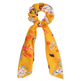 Bow Long Ribbon Hair Scrunchie Chiffon Floral Print Sweet Elastic Hair Band Ponytail Hair Scarf Hair Tie Hair