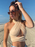 Zingj 2024 New Sexy Cross Hanging Neck Wipe Chest Small Vest Female Tide-Outfit