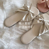Lazy Wind Elegant Cool Slippers 2025 New Wearing Soft-Soled Bows Shoes Flat Beach