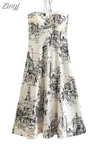 Print Halter Long Dress Women Off Shoulder Corset Dress Woman Backless Sexy Summer Dresses Elegant Party Dresses For