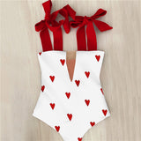 Piece Swimsuit 2021 New Cute Swimwear Women Bow Swimwear Hollow Out Bathing Suit Back crisscross Monokini