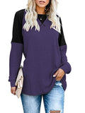 Autumn Patchwork Long Sleeved T-Shirt Fashion Loose Casual Top Women Oversized Tunic Round Neck Tee Shirt Pullovers