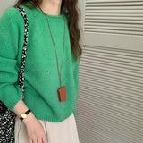 Zingj Color Restoring Ancient Ways Hook Flower Sweater Female Autumn Dong New Loose Lazy Wind Inserted Shoulder Sleeve Gentle Round Collar Sleeve Knitting-Outfit