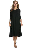 2020 Autumn Winter Elegant New Fashion O Neck Women's Midi Maxi Dress Casual Tunic Solid Three Quarter Ladies Long