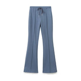 Women's Sports Style Suture Decoration Tight Waist Double-Sided Trumpet Trousers Zippered Sweater