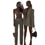 Zingj S Wind New Sling Vest Slim Straight Tube High Waist Pants Sexy Sequins Coat Nightclub-Outfit