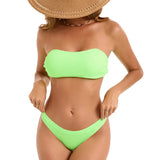 2025 New Solid Fashion Sexy Breast-Wearing Bikini Split Lady Swimsuit