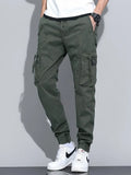New Side Pocket Men's Trousers Big Overalls Autumn Casual Pants Men's Overalls Elastic Band Overalls