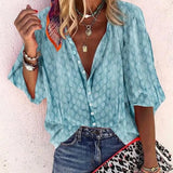 Casual Long Sleeve Polka Dot Loose Tops and Blouses Elegant V Neck Long Sleeve Shirts Vintage Tops Chiffon