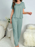 And Summer On The New Pajamas Female Milk Silk Short Sleeve Trousers Suit Classic Solid Color Casual