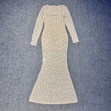 Gorgeous Party Fishtail Dress Autumn New Sexy Long-Sleeved Hot Diamond