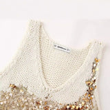 2025 New Women's Fashion Joker Casual Sequins Knit Vest Jacket