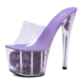 Zingj Hate Day High Nightclub Super High Heels Slippers Women's Shoes Runway Show Pole Dancing Shoes Crystal Bottom Waterproof