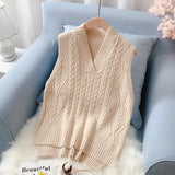 new sweater vest women spring and autumn new loose Korean version of the short woolen vest V-neck sleeveless