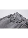 Waist Grey Ripped Jeans Women Streetwear Baggy Harajuku Wide Leg Jeans Female Trousers 2023 Vintage Straight Long
