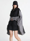 Zingj Large Size Loose Casual Coat Female Spring 2024 New Fashion V-Neck Long Sleeve Cardigan Irregular