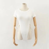 Zingj New Summer Stretch Slim Waistband Jumpsuit Women's Solid Color Short-Sleeved T-Shirt Bottom