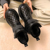Woman Shoes Non-Slip Snow Boots Women The Bottom Warm with Velvet Short Lattice Luxury Designer Booties platform