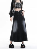 Zingj Denim Skirt Female Spring Autumn 2024 New Mid-Long Elastic High Waist Hanging Feeling Hair Edge A-Word