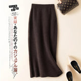 Winter Cashmere Knitted long skirts for women y2k fashion Mid-Length High Waist A-line Skirts Female Wool Bottoms