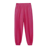 2021 Fitness White Sweatpants Women High Waist Pants Joggers Trousers Elastic Waist Loose