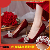 Shoes Women 2025 New Bridal Shoes Red Show Heds Wedding Dress Two Wear Not Tired High Heels Wedding Red