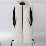 Large Size 5XL Autumn Winter New Down Cotton Vest Female Long Korean Version Show Thin Vest Leisure Horse Clip Vest-Outfit
