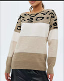 Leopard-Print Round-Neck Casual Sweater Autumn And Winter New Women's Knitted Shirt Women's Long-Sleeved Bottom