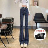 Zingj Women's Wear 2024 New Elastic High Waist Slim Show Thin Hot Girl Bell Bottoms Ins-Outfit