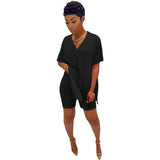 Women Clothes Casual V Neck T Shirt Top and Shorts Set Streetwear Sexy Outfits for Women Suit Summer Short Two Piece