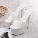 Zingj Patent Leather Mop High Heels With Sexy Black Waterproof Platform Hate Day Superb High Slippers Female