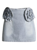 Personality Wind 2025 Autumn New Three-Dimensional Flower Denim Jacket Coat Half Body Short Skirt Suit