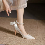 Silk Satin Single Shoes Female Bridesmaid Can Wear White Wedding Shoes Bride Heel Heels Wedding Dress Is Not Tired