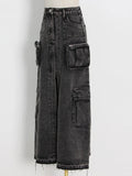 Zingj Design Sense A Skirt Spring 2024 New Fashion Temperament Splicing Tooling Pocket Skirt