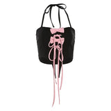 Zingj Summer New Women's Sexy Fashion Hanging Neck Strap Bow Crop Small Vest-Outfit