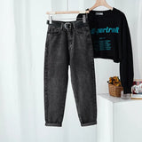 Streetwear High Waist Denim Jeans 2021 Vintage Blue Harem Jeans Female Lady Denim