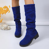 Leopard Velvet Rough And Fashion Boots Women Autumn And Winter New Fashion Wrinkles Pile