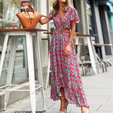 Spot 2025 Ladies Autumn New Fashion Print V-Collar Casual Irregular