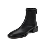 Zingj New 2023 Round-Headed Rear Zipper Skinny Boots-Outfit