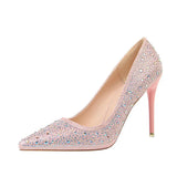 Zingj Korean Version Of Fashion Banquet Women's Shoes Thin Heel Shallow Mouth Pointed Head Sexy Show Thin Water Diamond Color Diamond High Heel Single