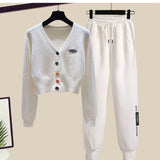 Zingj Summer Fashion Suit Female Net Red New Short Sweater Sweater With Sweatpants Casual Two Sets-Outfit
