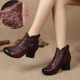 Autumn Winter Woman Genuine Leather Ankle Boots Female Casual Shoes Women Waterproof Warm Snow Boots Ladies