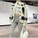 Bow Printed Knitted Cardigan- Outfit