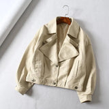 Women Faux Leather Jacket Batwing Sleeve Vintage Biker Coat Short Zipper Motor PU Red Jacket Spring Street Leather