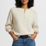 Women's Autumn And Winter Casual Round-Neck Sweater Henry Shirt Button Knitted
