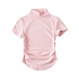 Zingj Fashion Women's Wear Pure Style Spicy Girls Small High-Necked Short-Sleeved T-Shirt Temperament Slim Short Style Navel High-Waist