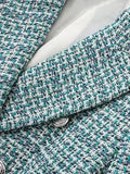 Women Fashion Tweed Blazer Jacket Double Breasted 2022 New Elegant Female Long Sleeve Chic Vintage