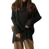 Zingj New Fall / Winter 2023 Retro Lazy Wind Coat With A Long-Sleeved Knit Bottom Turtleneck-Outfit